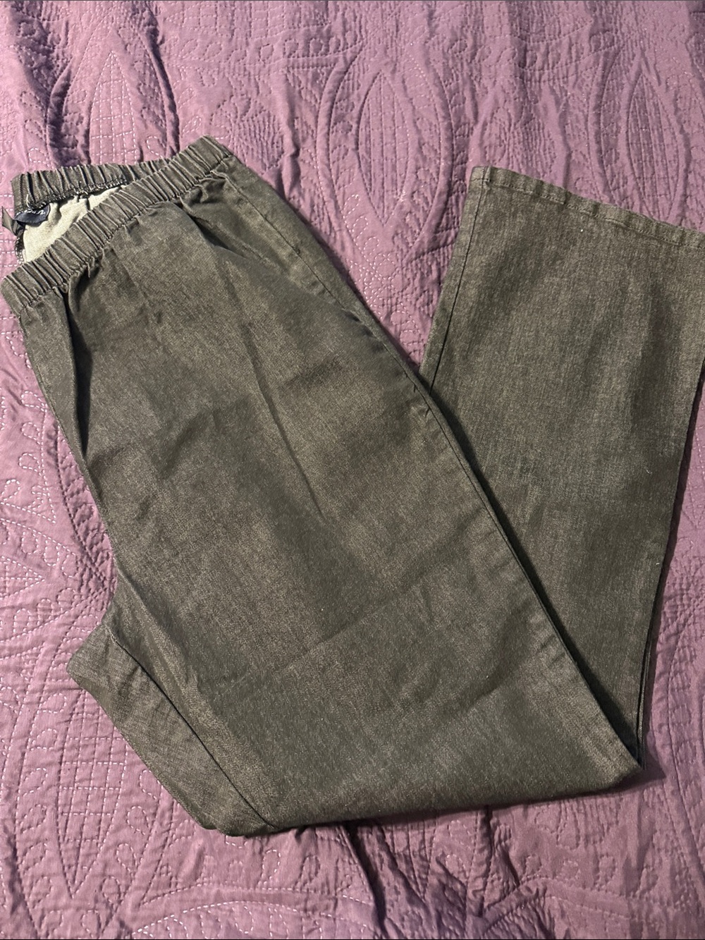 Women’s Elastic Waist denim Pants - Dark Gray